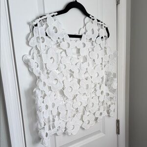 Floral White Crochet Top